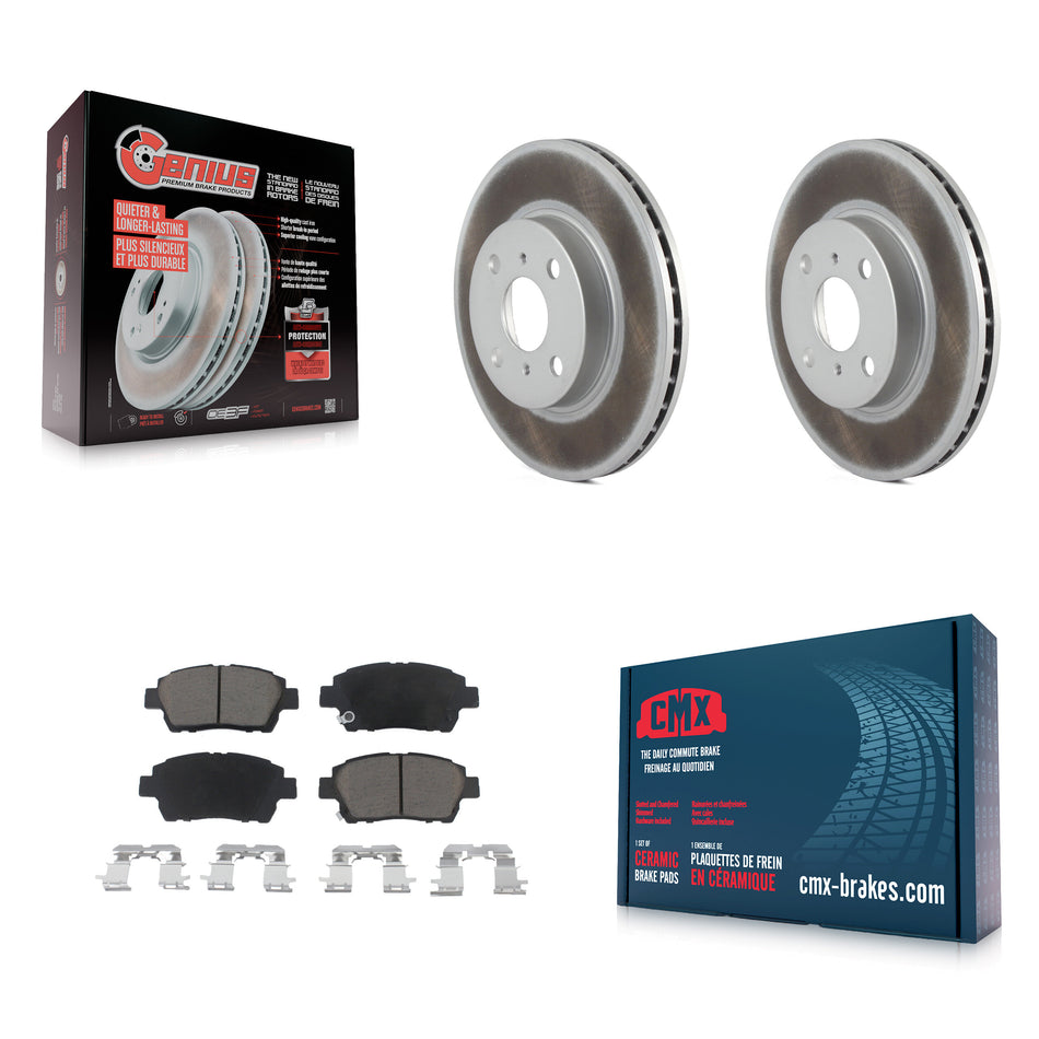 Front Coated Disc Brake Rotors And Ceramic Pads Kit For 2001-2003 Toyota Prius KGC-100454