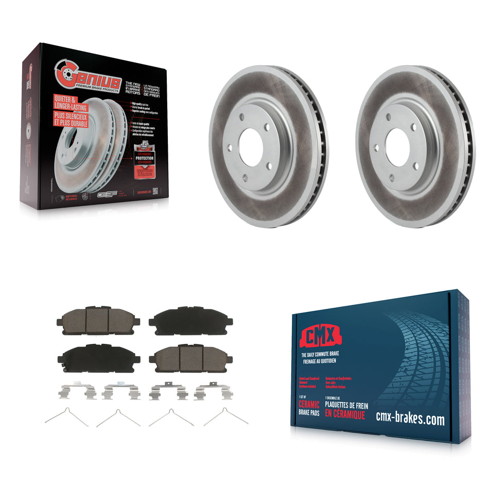 Front Coated Disc Brake Rotors And Ceramic Pads Kit For 2011-2017 Nissan Quest KGC-100460