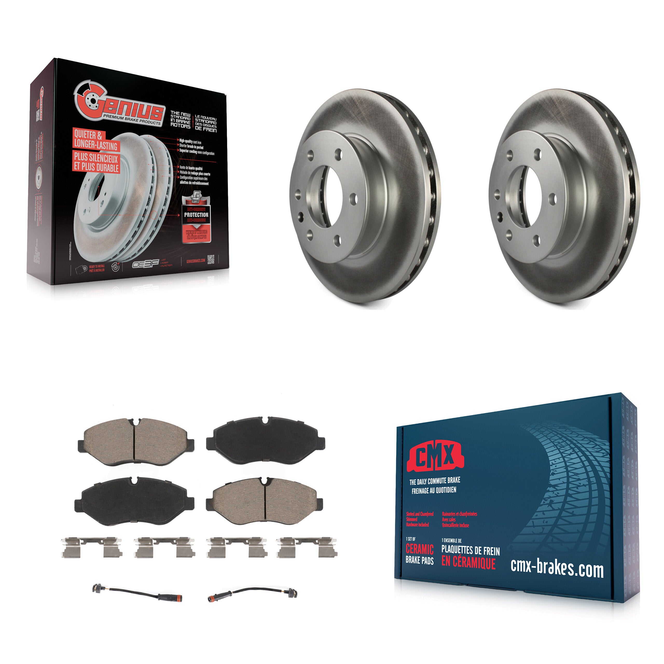 Front Coat Brake Rotor Ceramic Pad Kit For Sprinter 2500 Mercedes-Benz Dodge Freightliner KGC-100462