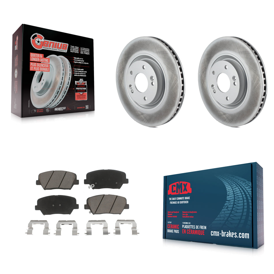 Front Coated Disc Brake Rotors And Ceramic Pads Kit For 2012-2017 Hyundai Azera KGC-100478