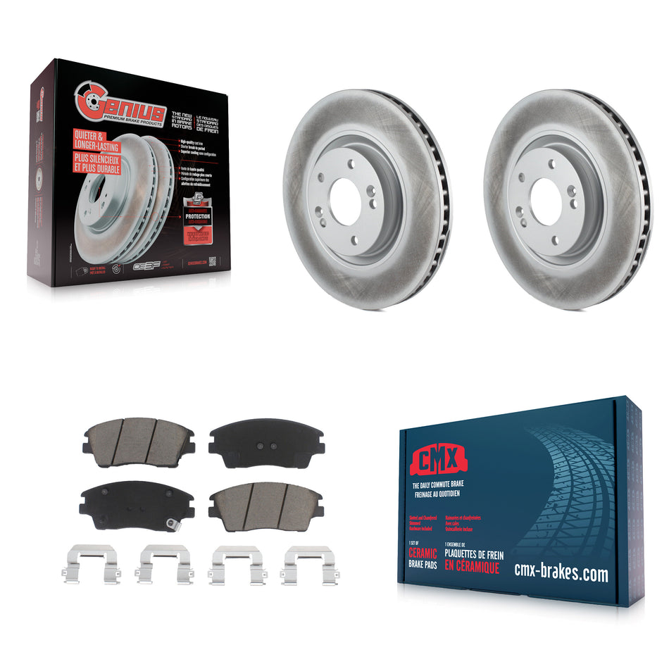 Front Coated Disc Brake Rotors And Ceramic Pads Kit For 2017-2021 Kia Sportage Turbocharged KGC-100479