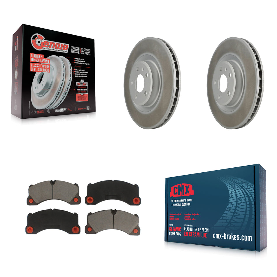 Front Coated Disc Brake Rotors And Ceramic Pads Kit For 2017 Porsche Macan Base KGC-100482