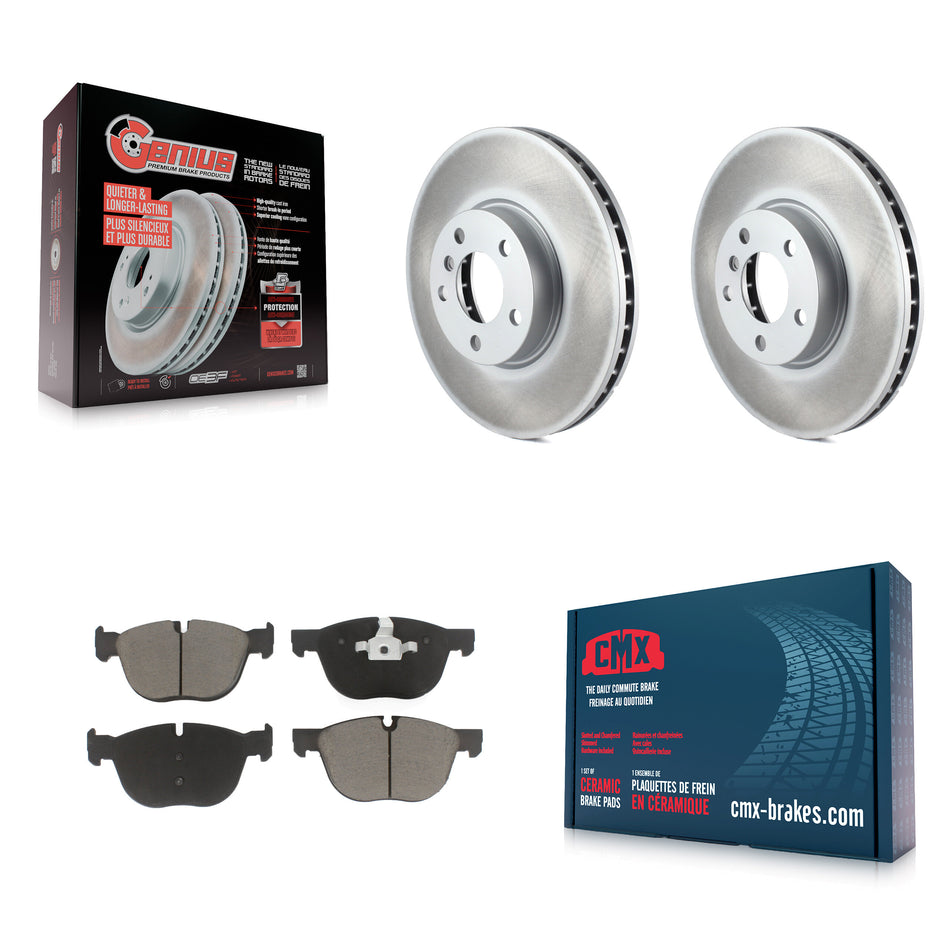 Front Coated Disc Brake Rotors And Ceramic Pads Kit For BMW X5 X6 KGC-100488