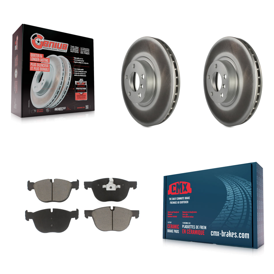 Front Coated Disc Brake Rotors And Ceramic Pads Kit For BMW X5 X6 KGC-100489