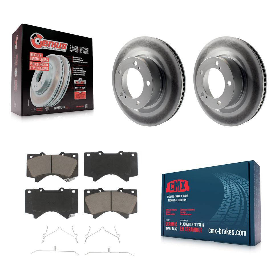 Front Coated Disc Brake Rotors And Ceramic Pads Kit For Toyota Tundra Sequoia Lexus LX570 Land Cruiser KGC-100492