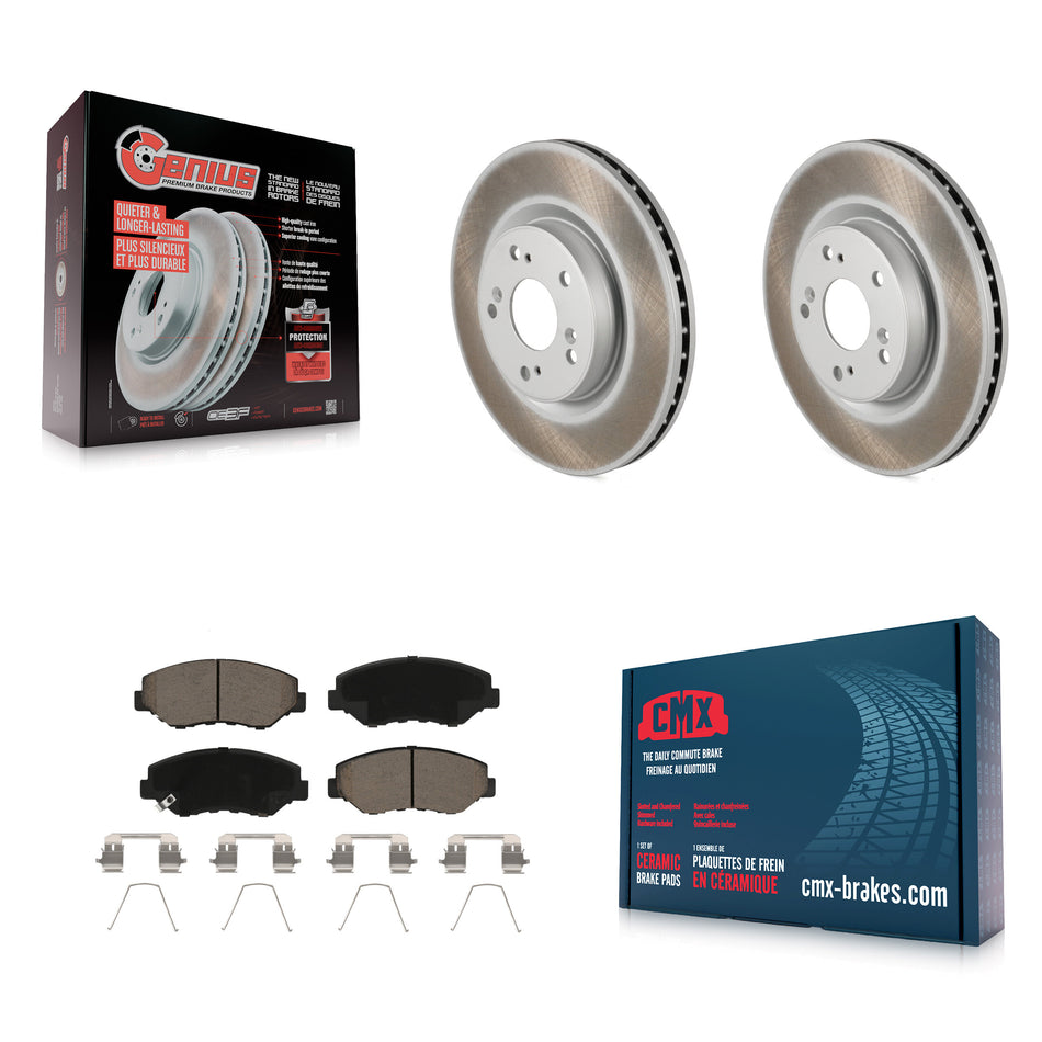 Front Coated Disc Brake Rotors And Ceramic Pads Kit For 2012-2016 Honda CR-V FWD KGC-100496