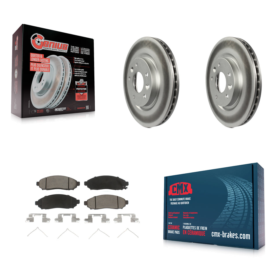 Front Coated Disc Brake Rotors And Ceramic Pads Kit For 2015 Nissan LEAF Vehicles Manufactured In Japan KGC-100502