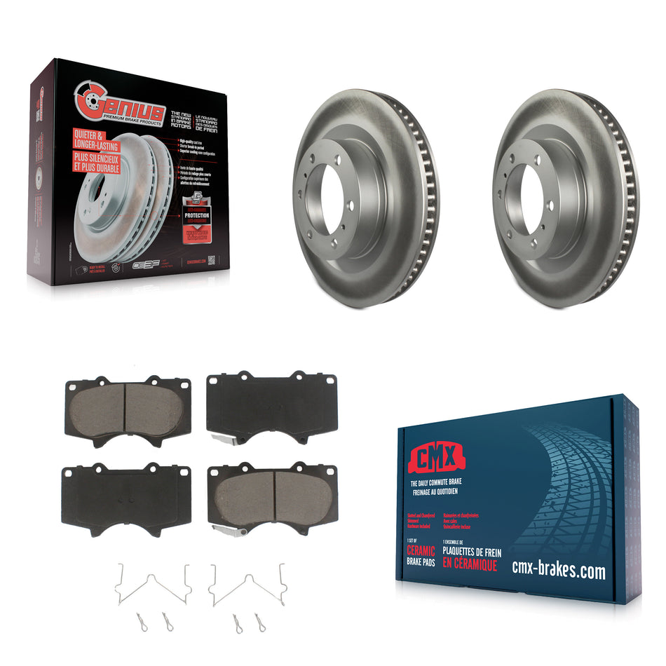 Front Coated Disc Brake Rotors And Ceramic Pads Kit For 2010-2022 Toyota 4Runner Lexus GX460 KGC-100513