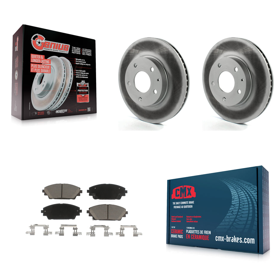 Front Coated Disc Brake Rotors And Ceramic Pads Kit For 2016-2021 Mazda CX-3 FWD KGC-100517