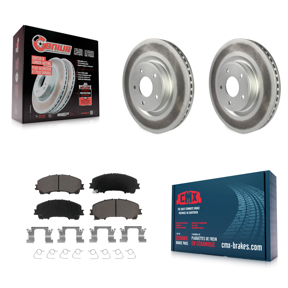 Front Coated Disc Brake Rotors And Ceramic Pads Kit For INFINITI Q50 QX50 Q60 KGC-100521