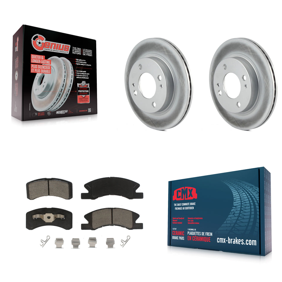 Front Coated Disc Brake Rotors And Ceramic Pads Kit For 2014-2015 Mitsubishi Mirage KGC-100525