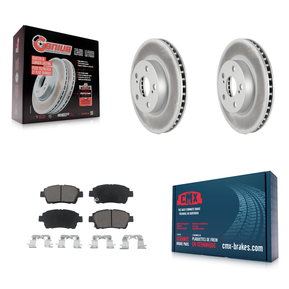 Front Coated Disc Brake Rotors And Ceramic Pads Kit For 2004-2009 Toyota Prius KGC-100536