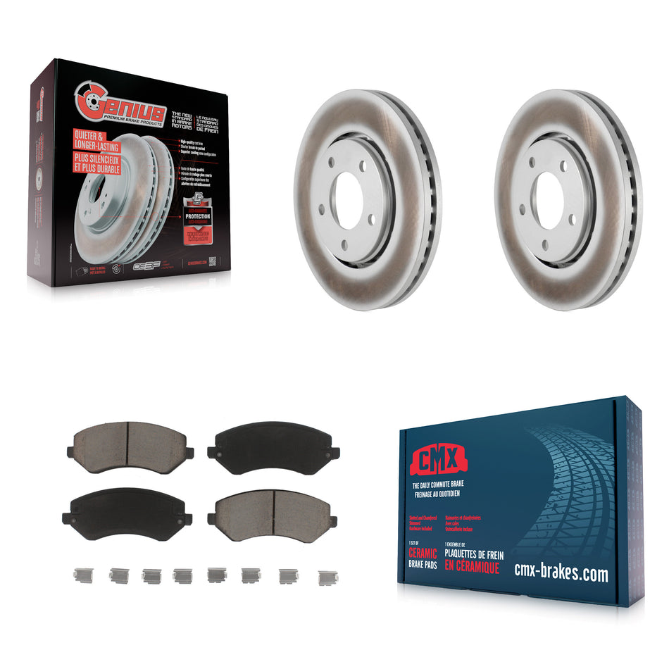 Front Coated Disc Brake Rotors And Ceramic Pads Kit For Dodge Chrysler Town & Country Grand Caravan Voyager KGC-100537
