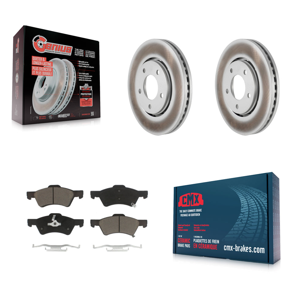 Front Coated Disc Brake Rotors And Ceramic Pads Kit For Dodge Caravan Chrysler Voyager KGC-100539