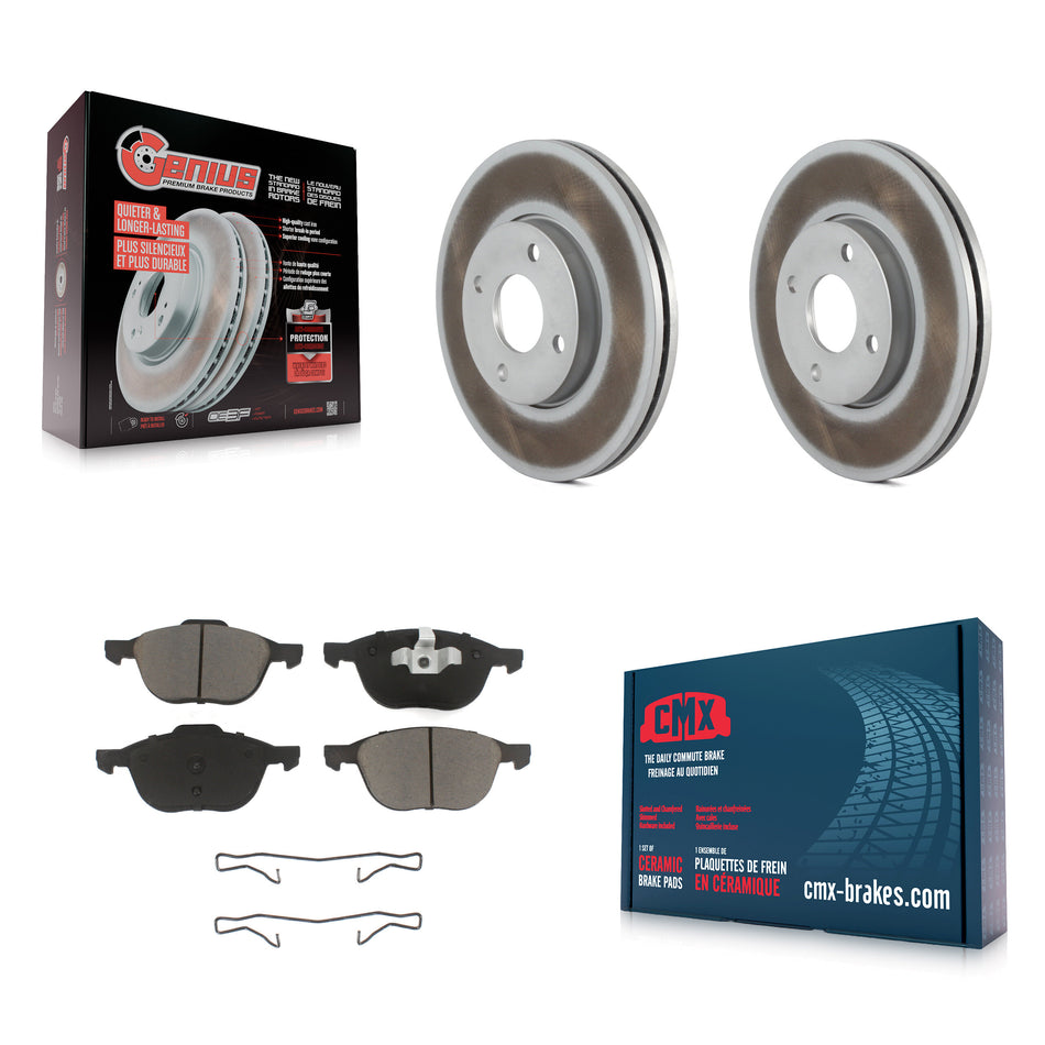 Front Coated Disc Brake Rotors And Ceramic Pads Kit For 2005-2007 Ford Focus KGC-100543