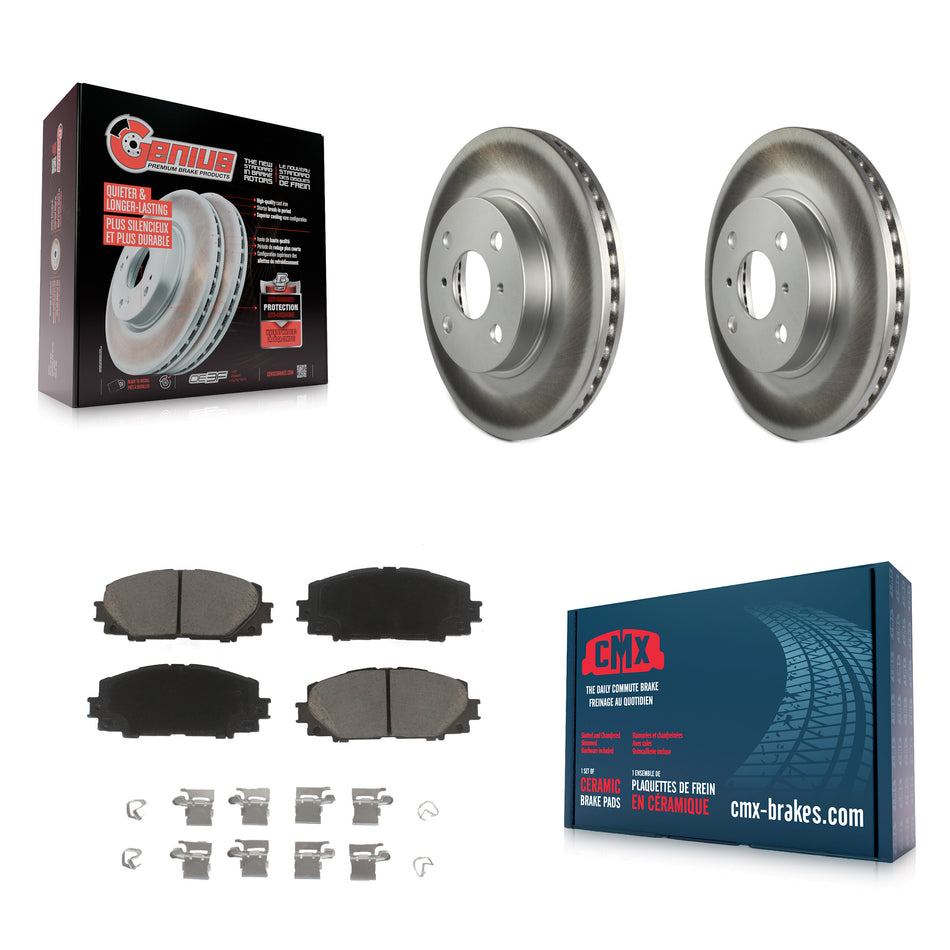 Front Coated Disc Brake Rotors And Ceramic Pads Kit For Toyota Yaris Prius C Scion iQ KGC-100549