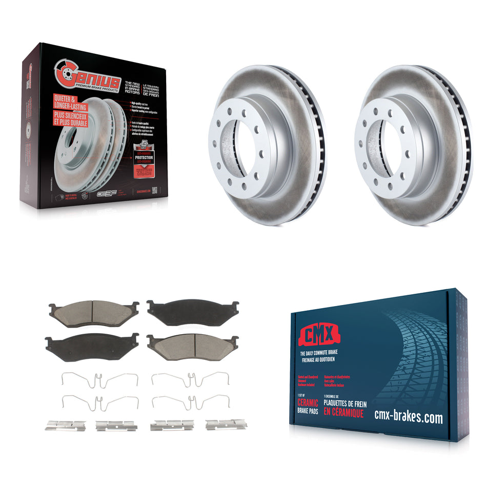 Front Coated Disc Brake Rotors And Ceramic Pads Kit For Ford F-450 Super Duty F-550 International CF500 CF600 KGC-100553
