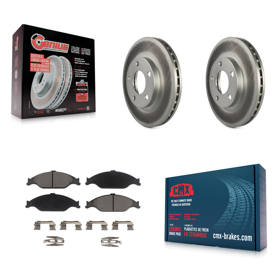 Front Coated Disc Brake Rotors And Ceramic Pads Kit For Ford Mustang KGC-100557