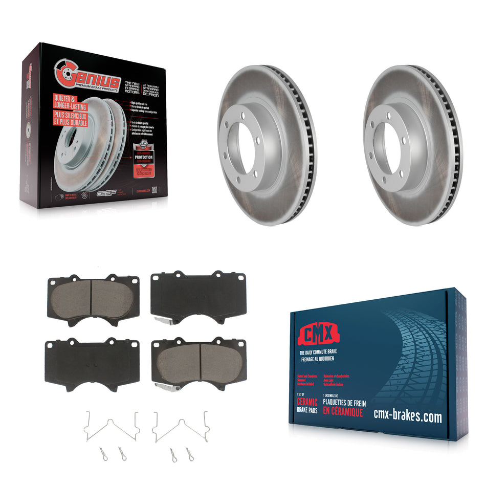 Front Coated Disc Brake Rotors And Ceramic Pads Kit For Toyota 4Runner Lexus GX470 KGC-100564