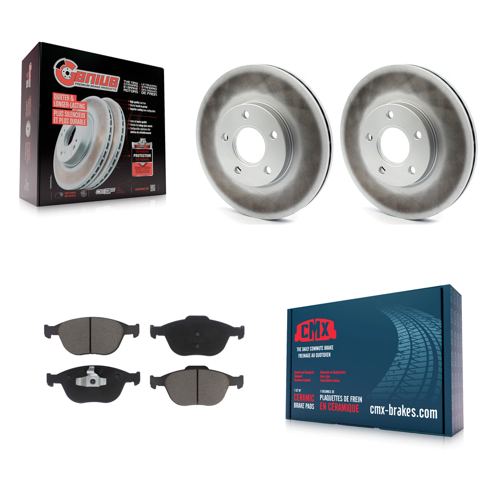 Front Coated Disc Brake Rotors And Ceramic Pads Kit For 2010-2013 Ford Connect KGC-100565
