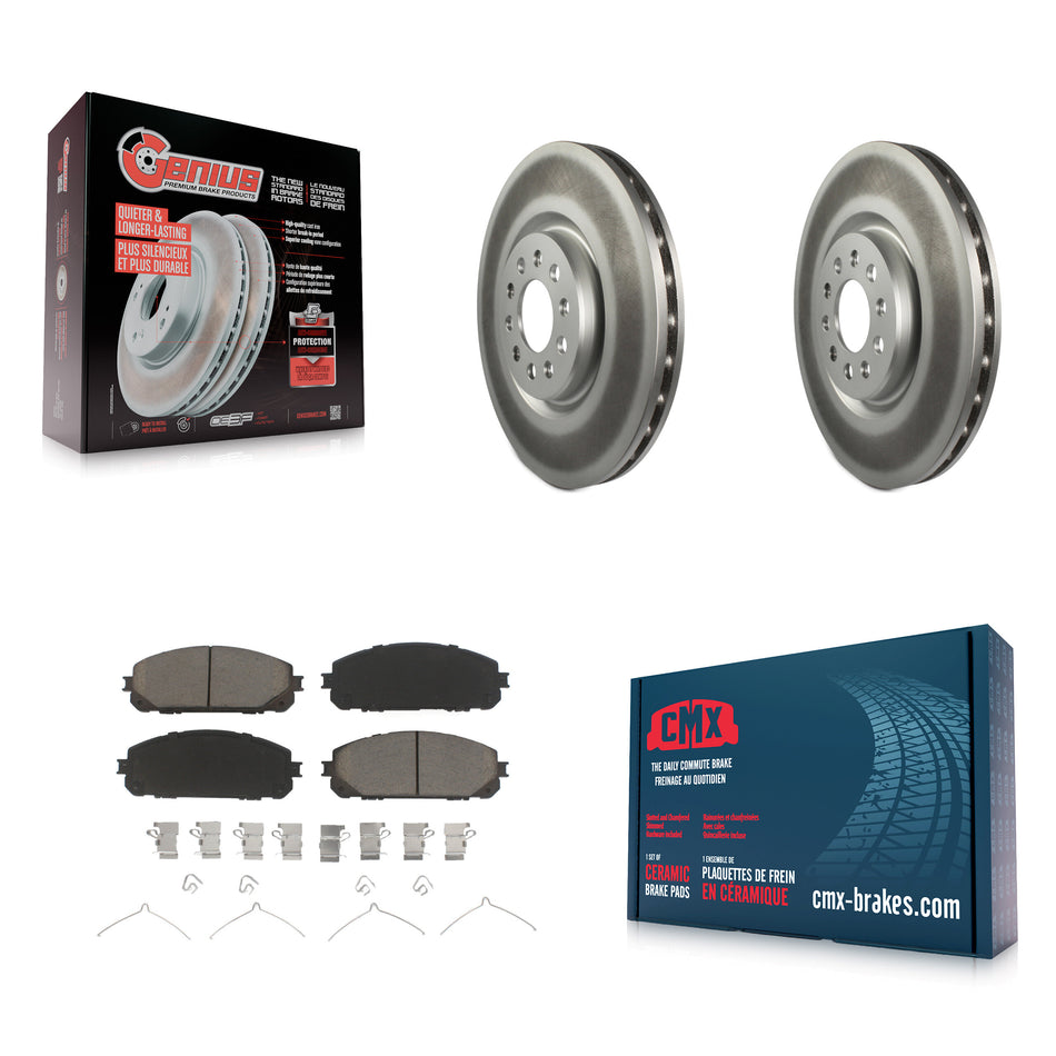 Front Coated Disc Brake Rotors And Ceramic Pads Kit For 2014-2021 Jeep Cherokee With Dual Piston Caliper KGC-100567