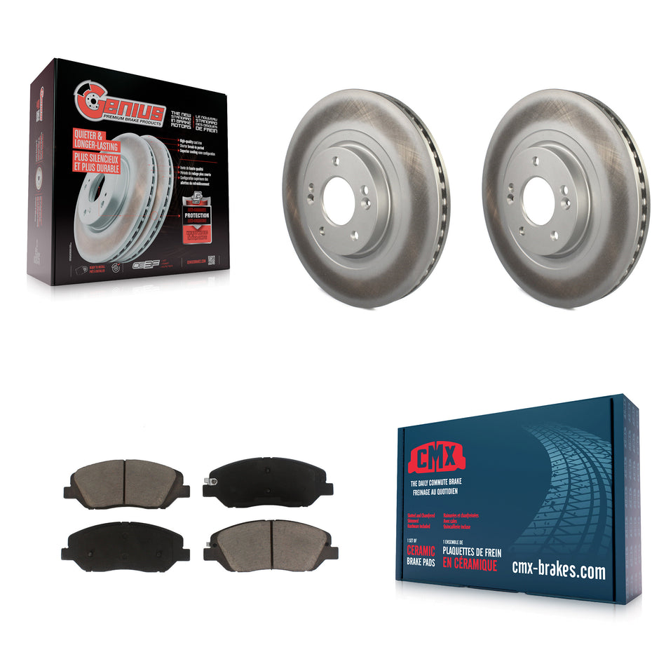 Front Coated Disc Brake Rotors And Ceramic Pads Kit For Hyundai Santa Fe XL KGC-100580