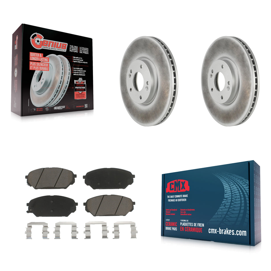 Front Coated Disc Brake Rotors And Ceramic Pads Kit For 2007-2012 Hyundai Veracruz KGC-100584