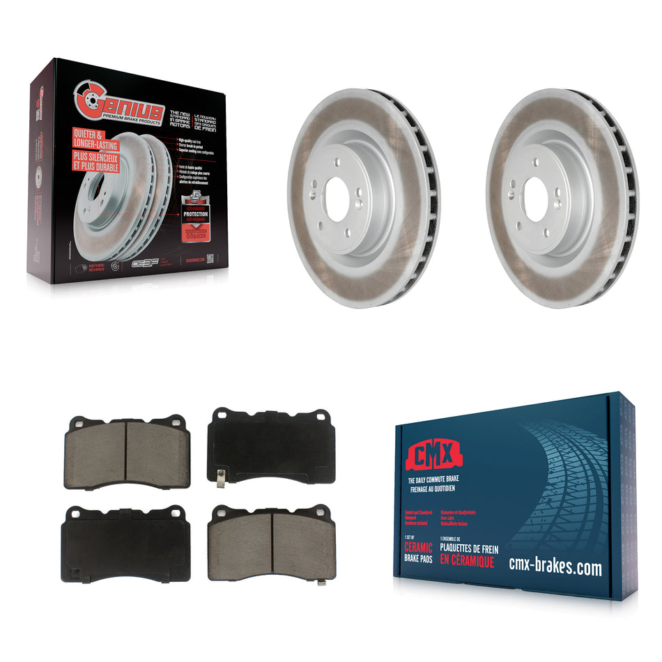 Front Coated Disc Brake Rotors And Ceramic Pads Kit For Hyundai Genesis Coupe KGC-100592