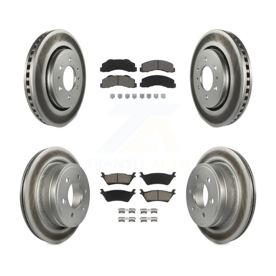 Front Rear Coated Disc Brake Rotors And Ceramic Pads Kit For Ford F-150 KGC-100601