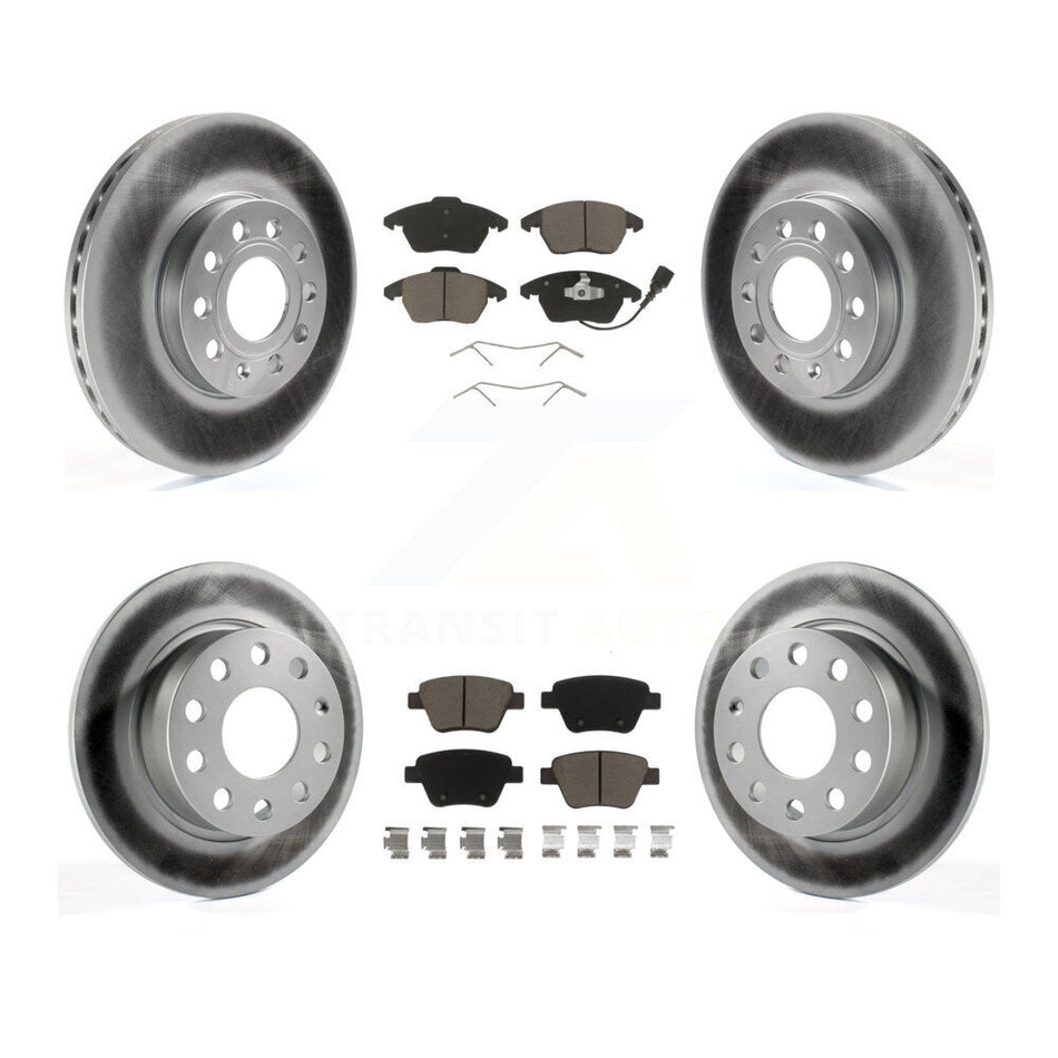 Front Rear Coated Disc Brake Rotors And Ceramic Pads Kit For 2013 Volkswagen Beetle 2.5L With 253mm Diameter Rotor KGC-100618