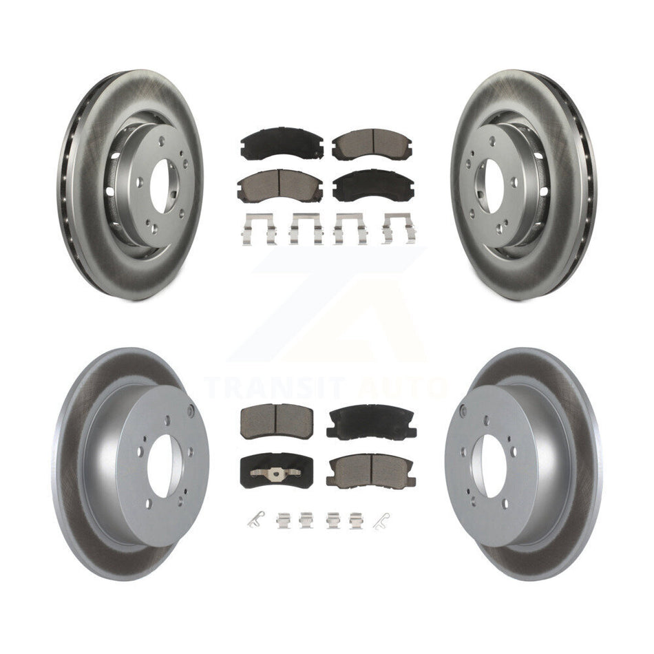 Front Rear Coated Disc Brake Rotors And Ceramic Pads Kit For 2009 Mitsubishi Lancer Ralliart To 03 09 KGC-100626