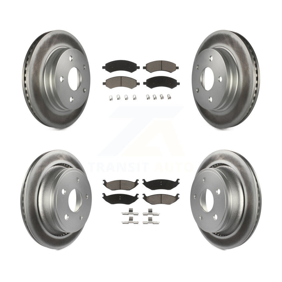 Front Rear Coated Disc Brake Rotors And Ceramic Pads Kit For Ram 1500 Dodge Classic Durango Chrysler Aspen KGC-100634