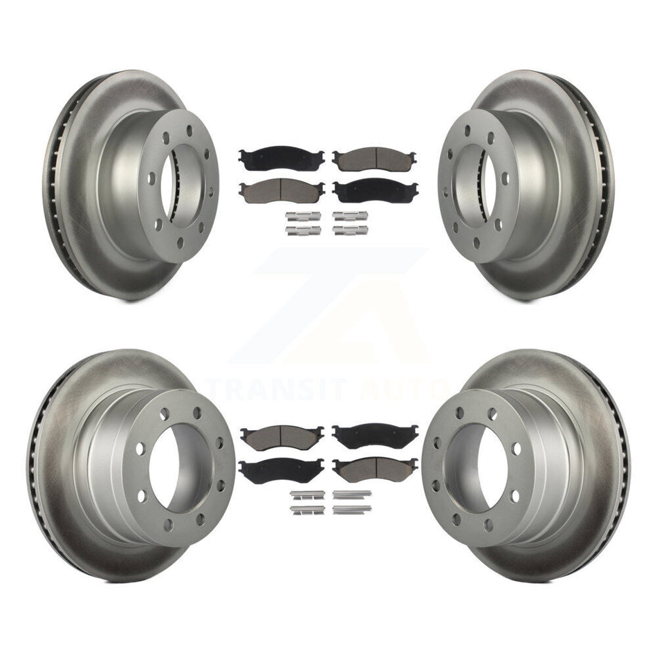 Front Rear Coated Disc Brake Rotors And Ceramic Pads Kit For Dodge Ram 2500 1500 3500 KGC-100635