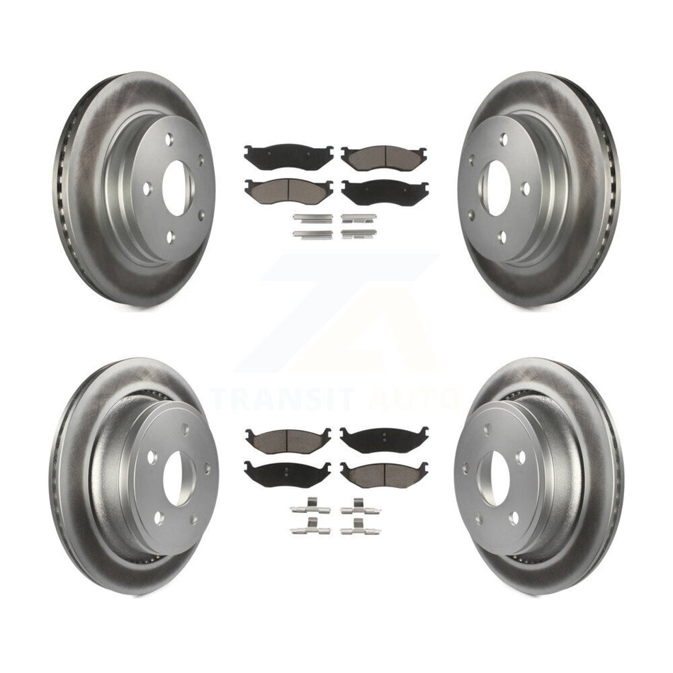 Front Rear Coated Disc Brake Rotors And Ceramic Pads Kit For Dodge Durango Ram 1500 KGC-100636