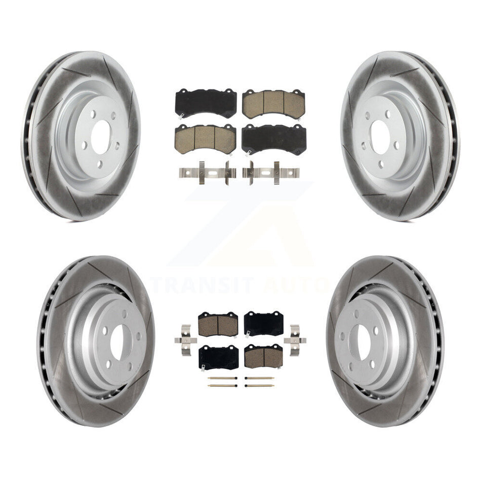 Front Rear Coated Disc Brake Rotors And Ceramic Pads Kit For Dodge Challenger Charger KGC-100645