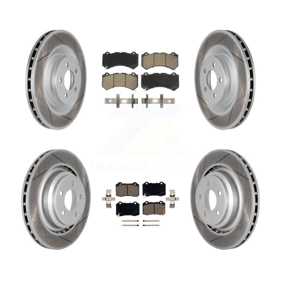 Front Rear Coated Disc Brake Rotors And Ceramic Pads Kit For Dodge Challenger Charger KGC-100647