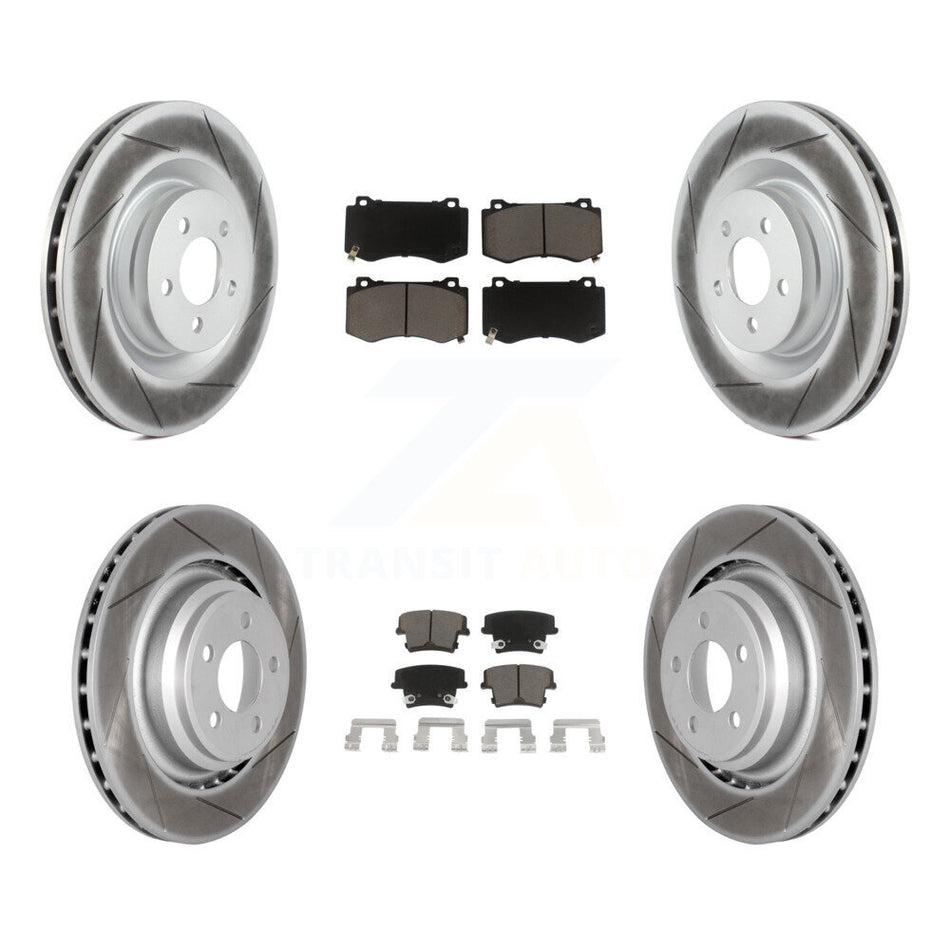 Front Rear Coated Disc Brake Rotors And Ceramic Pads Kit For 2015 Dodge Charger R T Scat Pack with 6.4L KGC-100652