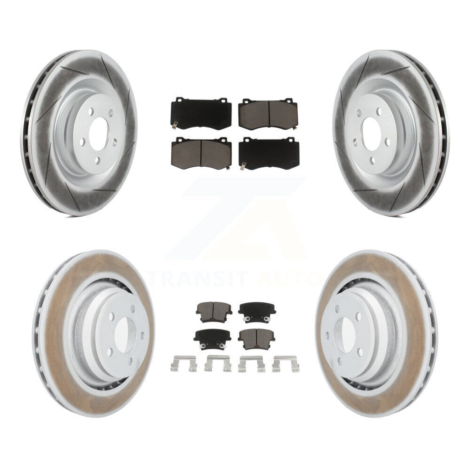 Front Rear Coated Disc Brake Rotors And Ceramic Pads Kit For 2015 Dodge Charger R T Scat Pack with 6.4L KGC-100653