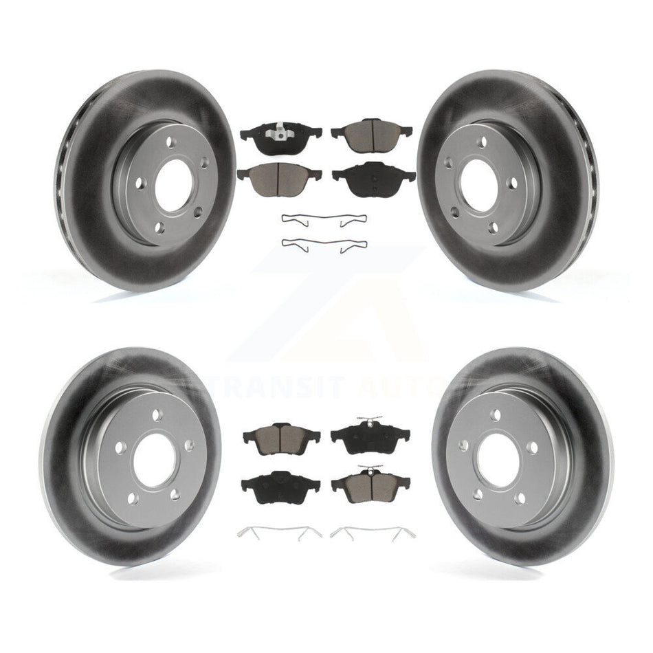 Front Rear Coated Disc Brake Rotors And Ceramic Pads Kit For Ford Focus KGC-100661