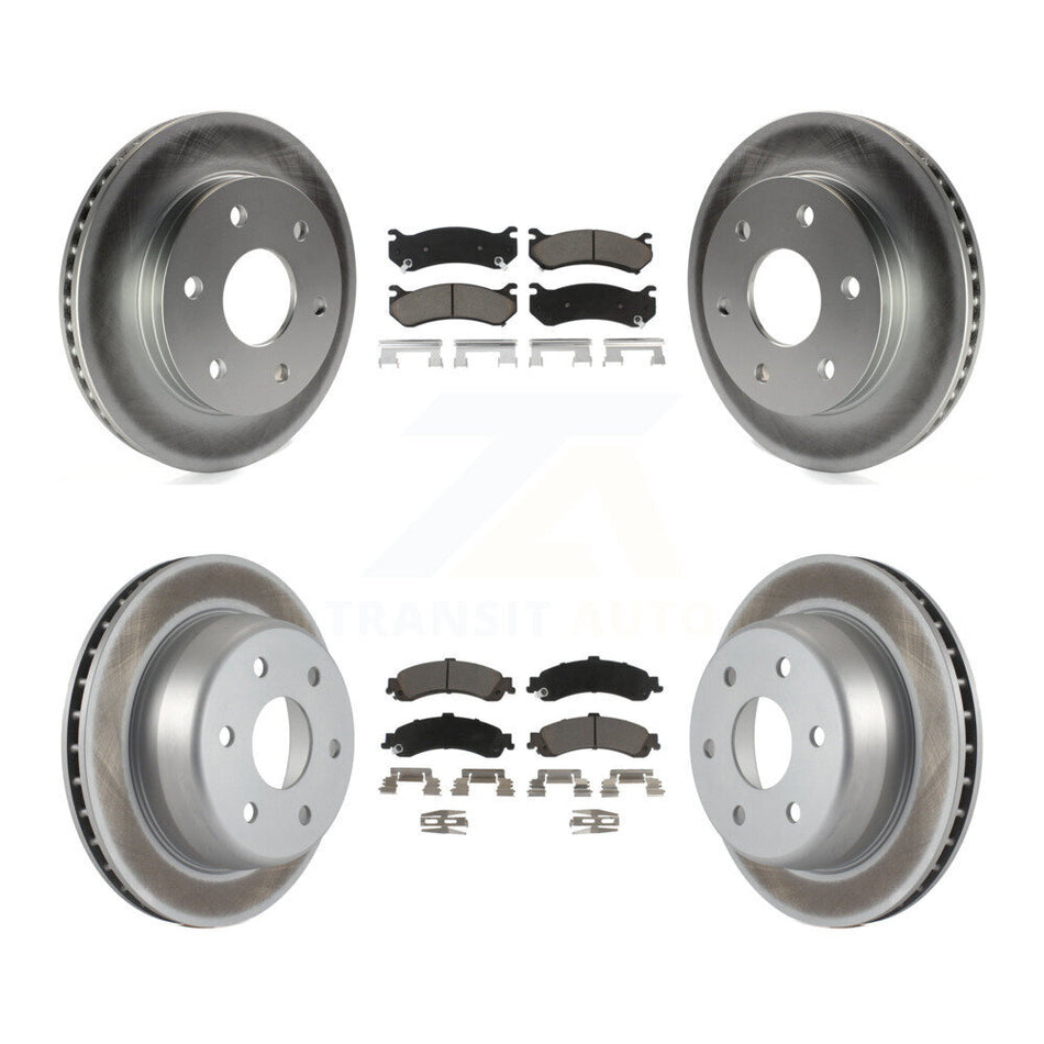 Front Rear Coated Disc Brake Rotors And Ceramic Pads Kit For Chevrolet Silverado 1500 GMC Tahoe Sierra Suburban Yukon Avalanche XL Cadillac Escalade ESV EXT KGC-100688