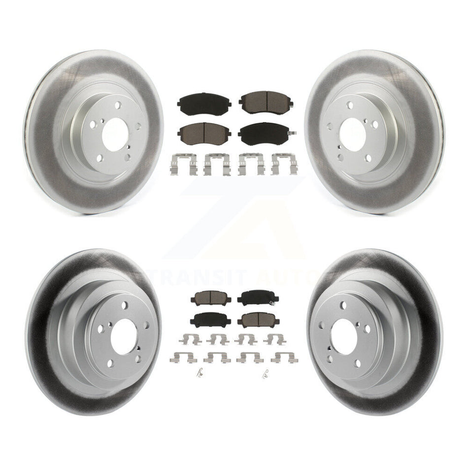 Front Rear Coated Disc Brake Rotors And Ceramic Pads Kit For 2005-2006 Subaru Baja Turbocharged With 292mm Diameter Rotor KGC-100722