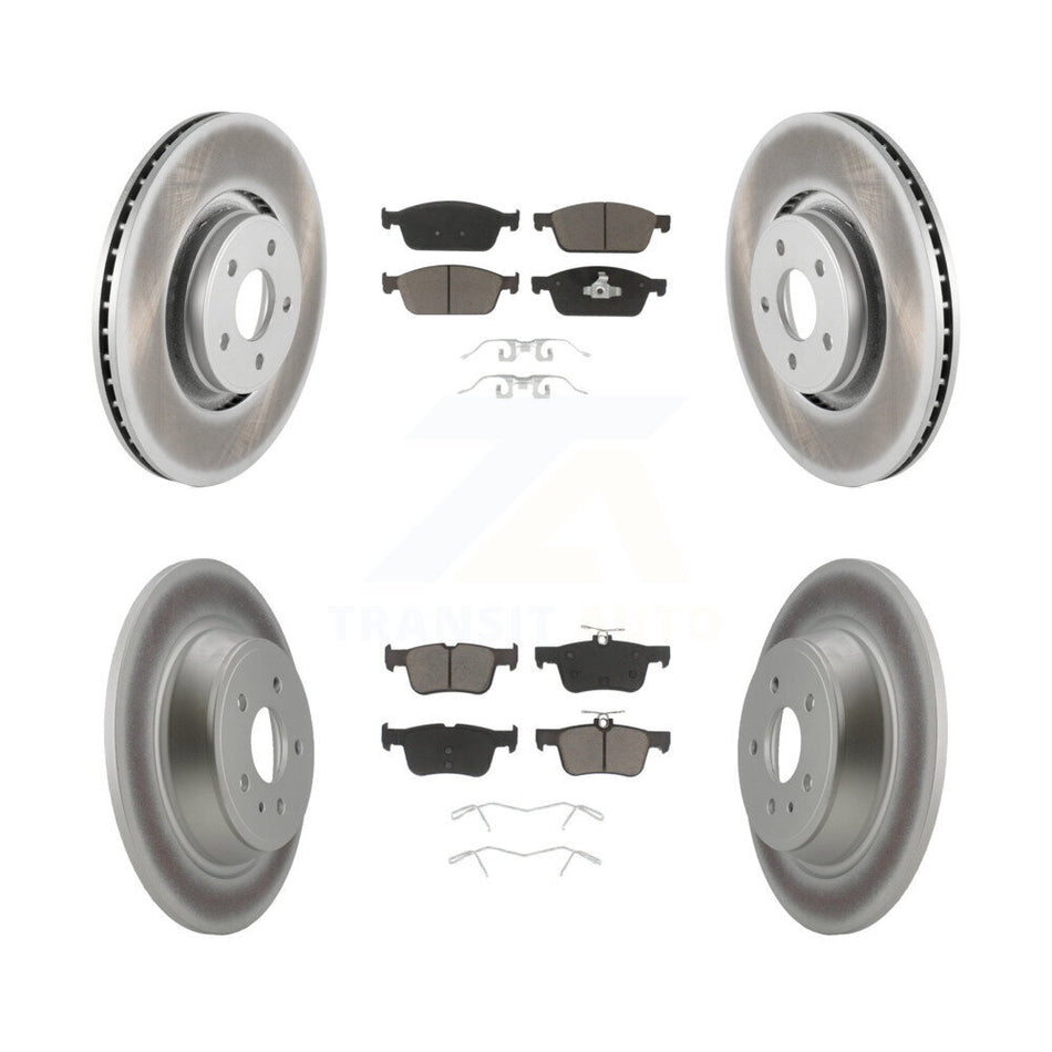 Front Rear Coated Disc Brake Rotors And Ceramic Pads Kit For Lincoln MKC KGC-100738