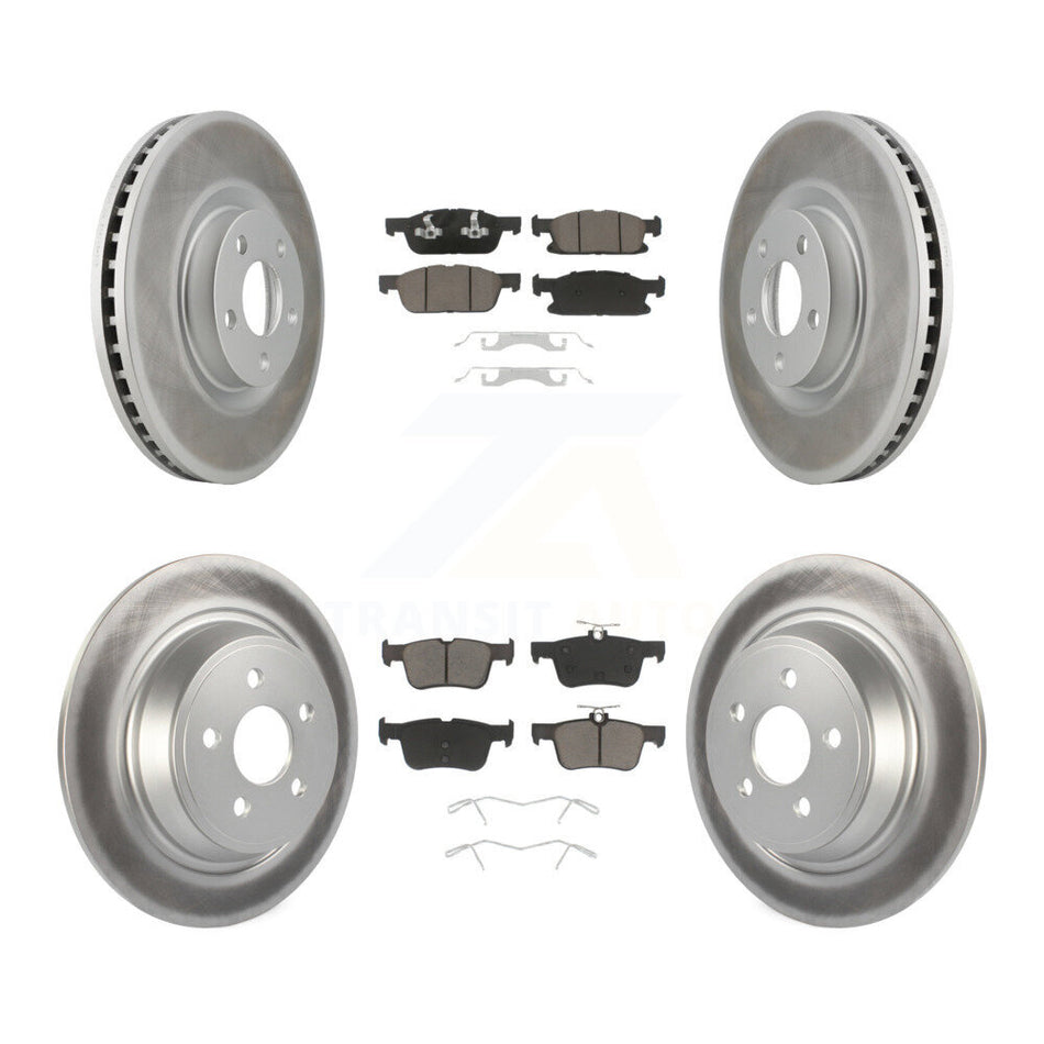 Front Rear Coated Disc Brake Rotors And Ceramic Pads Kit For Ford Edge KGC-100739
