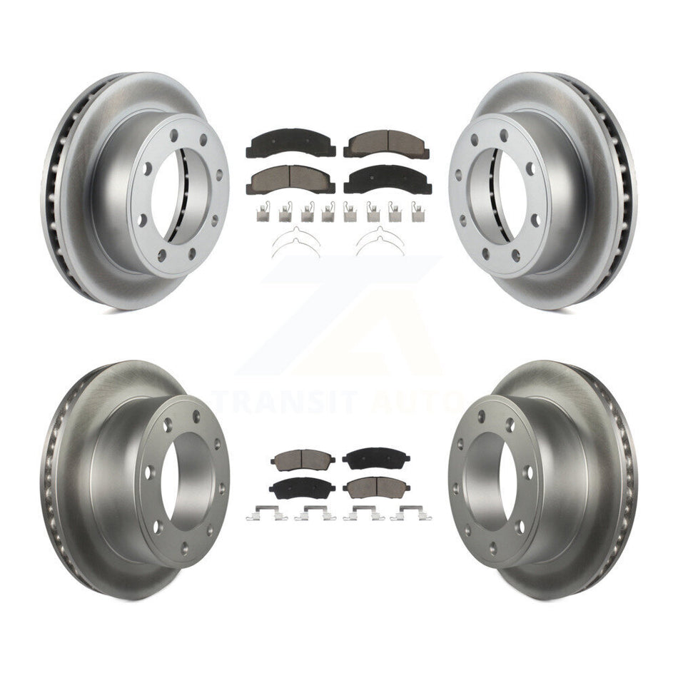 Front Rear Coated Disc Brake Rotors And Ceramic Pads Kit For Ford F-250 Super Duty Excursion 4WD KGC-100771