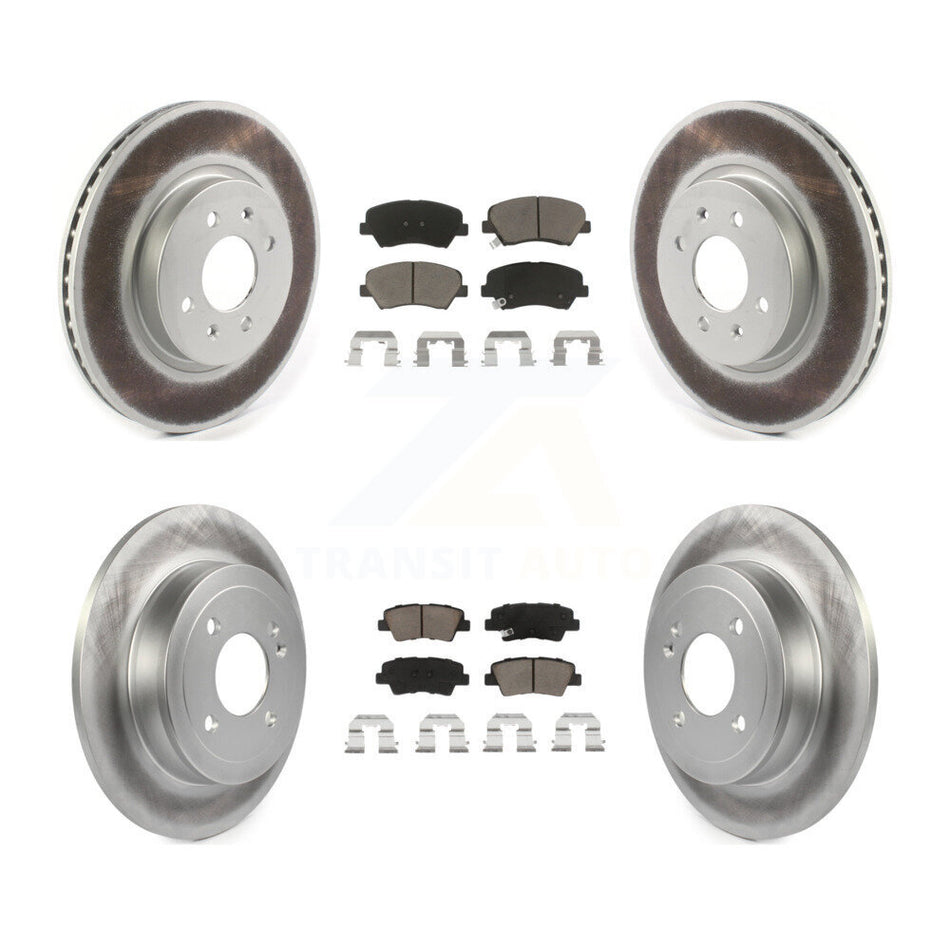 Front Rear Coated Disc Brake Rotors And Ceramic Pads Kit For Kia Rio KGC-100777