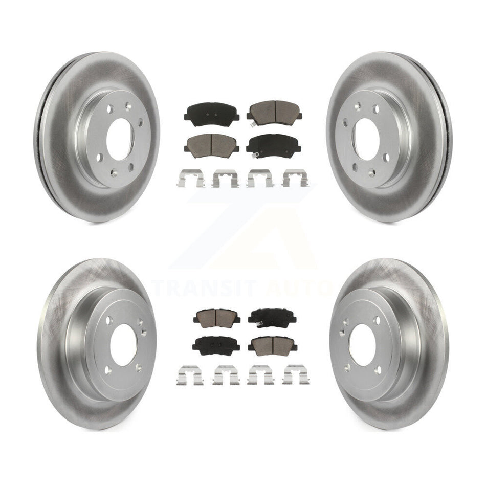 Front Rear Coated Disc Brake Rotors And Ceramic Pads Kit For Hyundai Accent Kia Rio KGC-100778
