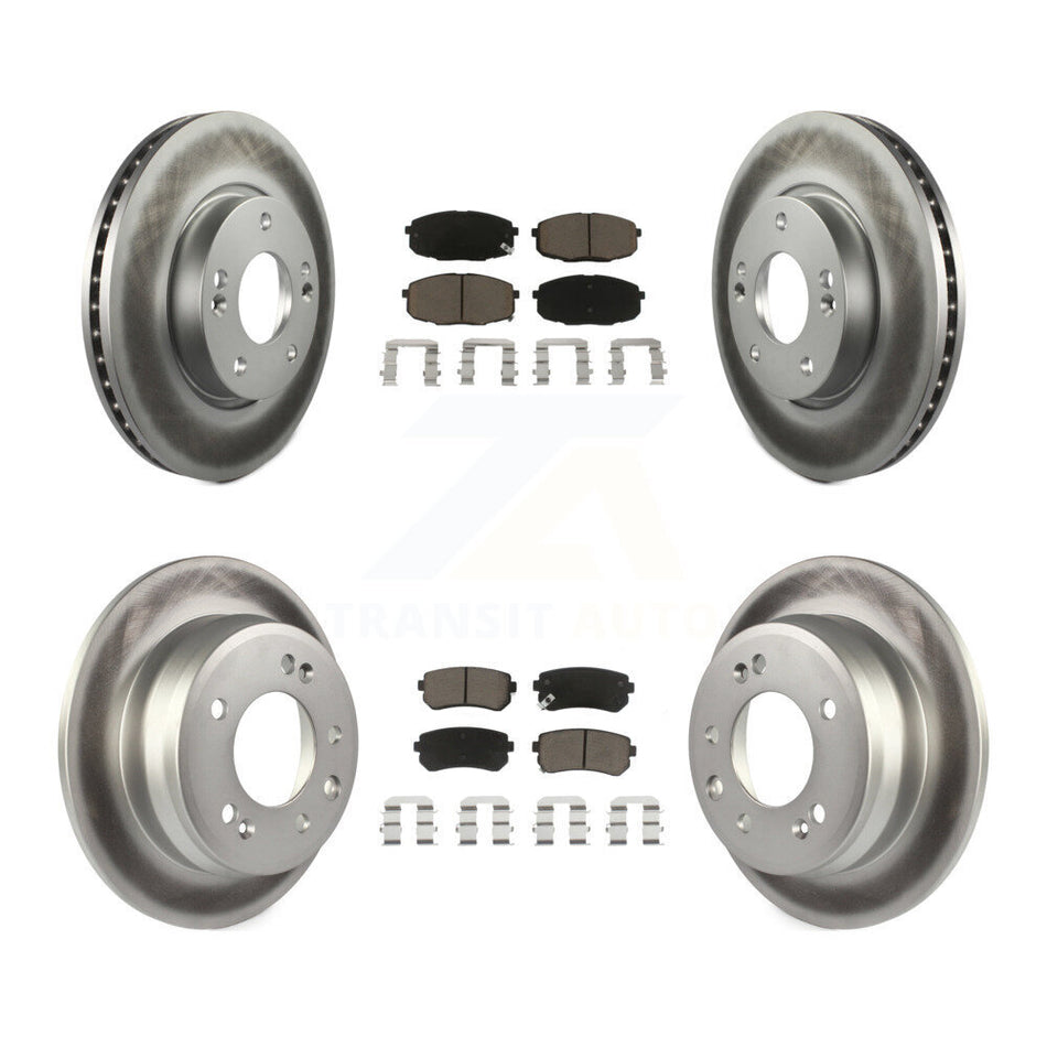 Front Rear Coated Disc Brake Rotors And Ceramic Pads Kit For Hyundai Elantra KGC-100782