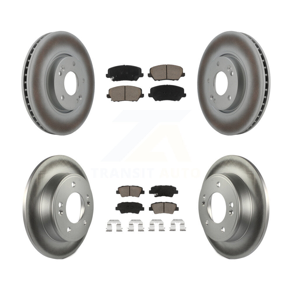 Front Rear Coated Disc Brake Rotor & Ceramic Pad Kit For 2017 Kia Forte Koup Turbocharged KGC-100788