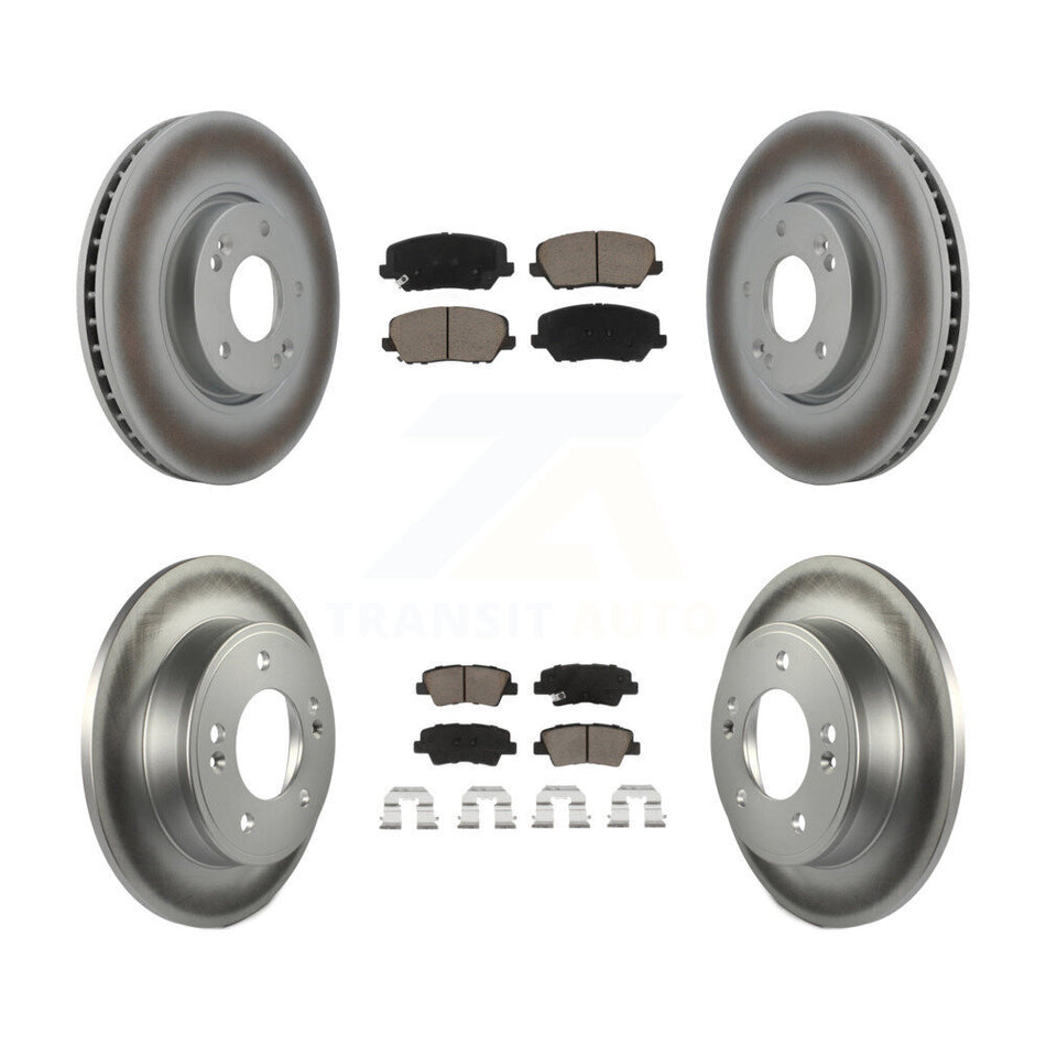 Front Rear Coated Disc Brake Rotor & Ceramic Pad Kit For 2017 Kia Forte Koup Turbocharged KGC-100788