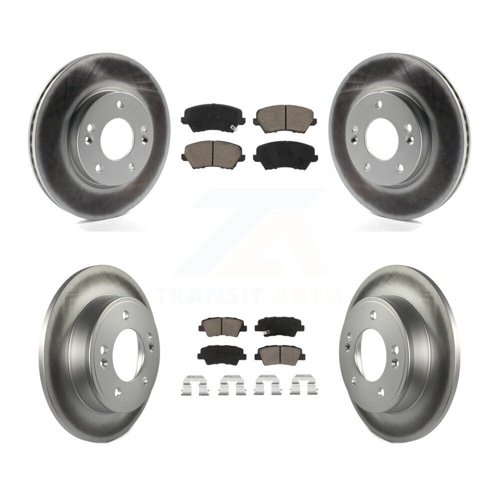 Front Rear Coated Disc Brake Rotors Ceramic Pad Kit For Hyundai Elantra GT Kia Forte Koup KGC-100789